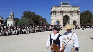 Reconstituteurs Grognards Napoléonien à l'Arc de Triomphe du Carrousel le dimanche 5 septembre 2021.