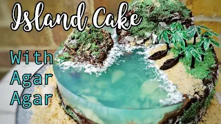 NO GELATIN Agar Agar Island Cake | Ocean Cake | Торт Остров | Halal Cake | Modelling Chocolate