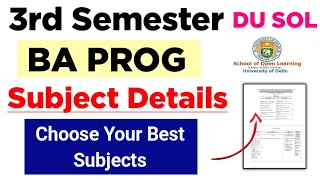 SOL BA PROG Third Semester Subjects Details 2023 | Sol Third Semester Subject Explain 2023