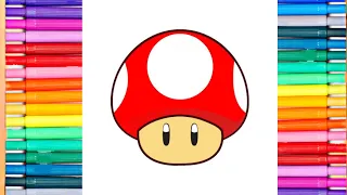 how to draw mario mushroom | easy drawings step by step