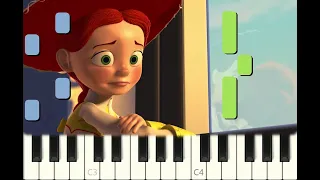 EASY piano tutorial "WHEN SHE LOVED ME" from Toy Story 2, 1999, with free sheet music