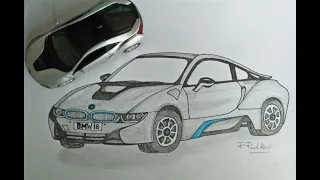 How to draw BMW i8 | Car sketch | Pencil shading | Time-lapse