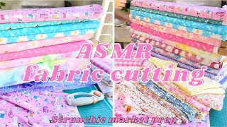 ASMR fabric cutting for scrunchie market prep | sewing, bts, small business owner