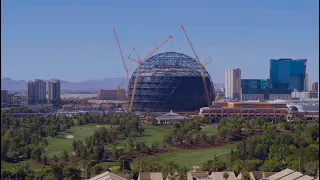 Crews top off MSG Sphere venue near Las Vegas Strip