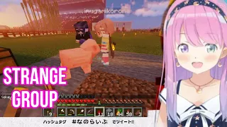 Himemori Luna Baffled By Korone Okayu And A Pig Walked By Her | Minecraft [Hololive/Sub]