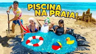 CONSTRUIMOS UMA PISCINA NA AREIA DA PRAIA!! DESAFIO DA MELHOR PISCINA!!