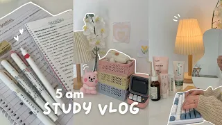 Student vlog 🎧waking up at 5am, exam preparing, how I take notes, mushroom pasta, being productive