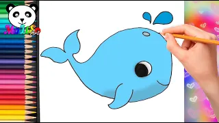 How to Draw a cute Baby Whale Easy | Drawing and Coloring for kids | Как нарисовать милого кита