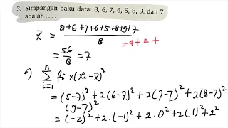 Simpangan baku data : 8,6,7,6,5,8,9, dan 7 adalah