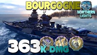 Battleship Bourgogne on map Northern Lights, 362k damage - World of Warships