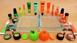 Mixing Makeup Eyeshadow Into Slime ! Green vs Orange Special Series Part 11 Satisfying Slime Video