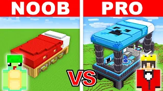 NOOB vs PRO: SECRET BED HOUSE Build Challenge in Minecraft!