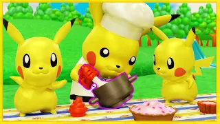 LEGO POKEMON Pikachu makes cookies for baby!!!