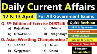 13 April 2024 Current Affairs | With Revision | Daily Current Affairs 2024 | Current Affairs Today