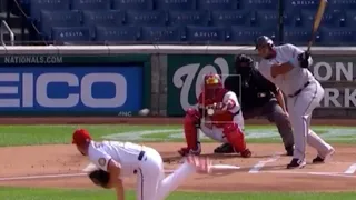 Max Scherzer hit by line drive