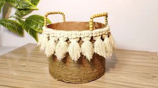 DIY🤫From an ordinary cord and old basket made a beautiful organizer / Jute basket / Hamna Nadeem