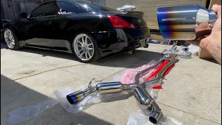 G37 gets full MOTORDYNE exhaust and art pipes! ( install & POV SOUND CLIPS)