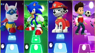 Paw Patrol Superhero Team | Tiles Hop EDM RUSH - Chase 🆚 Marshall 🆚 Ryder 🆚 Rubble 🆚 WEDNESDAY DANCE