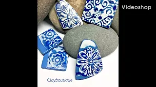 Polymer Clay Faux Blue/White Ceramic Controlled Mokume Gane