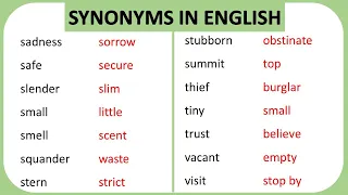 Learn 100 Common Synonyms Words in English to Improve your Vocabulary ~ Synonyms in English