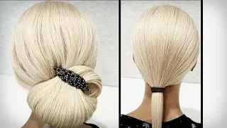 Простая прическа с помощью одной заколки.Быстрая прическа.A simple hairstyle with a single hairpin.