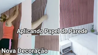 #Transformacao Transformei meu Quarto Com papel de parede|Gastando pouco ficou incrível 😍