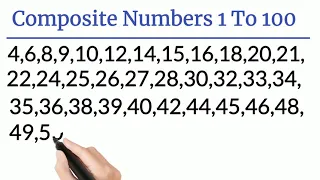 Composite numbers 1-100 | all composite numbers from 1 to 100 | list of composite numbers 1-100