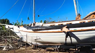 Wooden boat rebuild: getting ready to PAINT and run the ENGINE! — Sailing Yabá 144