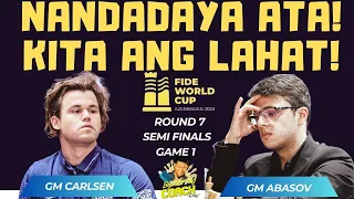 OUT OF THIS WORLD ANG TIRA NI MAGNUS! Carlsen vs Abasov! Fide World Cup 2023 Round 7 Game 1