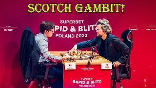 SCOTCH GAMBIT!! Kirill Shevchenko vs Magnus Carlsen || Superbet Rapid 2023 - R8