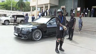 SPEAKER ANITA AMONG’s BENZ WITH REG NO ‘AAA’ WHEELS IN AT PARLIAMENT.