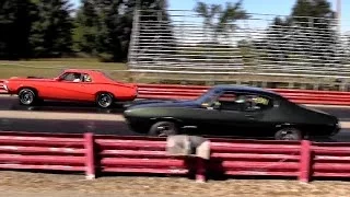 Ram Air IV GTO vs 428 Cobra Jet Cougar - 1/4 Mile Drag Race Video - Road Test TV ®