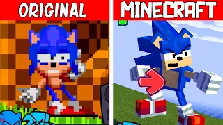 FNF Funkin For Hire Retake Mod | Original Vs Minecraft | Vs Sonic