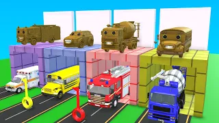 Choose The Right Mystery Wall With Muddy Vehicle JCB Tractor Car Fire Truck Bus Escape Room