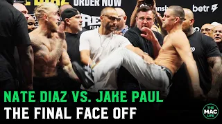 Nate Diaz vs. Jake Paul Final Face Off - Nate Throws a Kick (& Chael Sonnen with Diaz!)