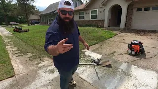 I gave this random homeowner a FREE makeover lawn cut - START TO FINISH CRAZY YARD CLEAN UP