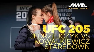 Joanna Jedrzejczyk Headbutts Karolina Kowalkiewicz at UFC 205 Presser