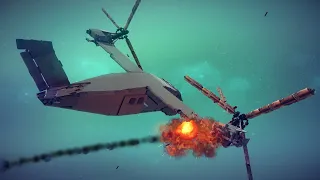 Realistic Tiltrotor Helicopters Shot Down by Guided Missiles #2 | Besiege