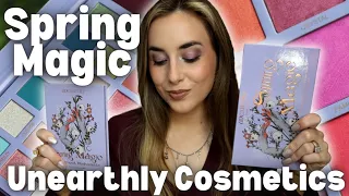 NEW UNEARTHLY COSMETICS SPRING MAGIC EYESHADOW AND BLUSH PALETTE FIRST IMPRESSIONS, DEMO, & SWATCHES