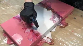 Милая Розовая заливка акрилом Dutch pour техника Acrylic Fluid art