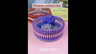 How to weave a box colorful beads.!