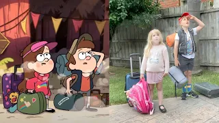 Gravity Falls opening sequence in REAL LIFE side-by-side comparison