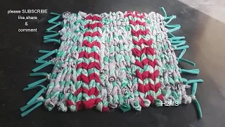 how to make simple Door mat/table mat/carpet /rug / twinned rag rugs / old clothes recycling ideas