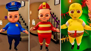 Funny Moments Fire Fighter VS Baby In Yellow Funny Police | The Baby In Yellow Episode 04