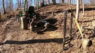 Easy Stump Removal With Mechanical Advantage and Compact John Deere Tractor