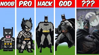 BATMAN DC Pixel Art Build in Minecraft ! Noob vs Pro vs Hacker vs God - Minecraft Animation