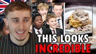 Brit Reacting to British Highschoolers Try Biscuits and Gravy for the First Time!