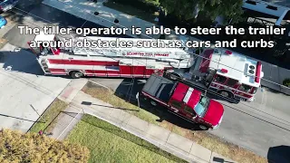 Norristown Fire Department - 100-foot tiller ladder truck demonstration (No Audio)