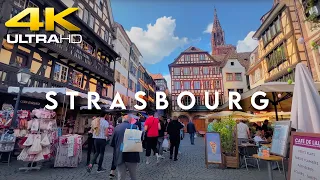 4K WALK on the Streets of STRASBOURG in France 🇫🇷 | Relaxing Walking Tour in the City Center, ASMR