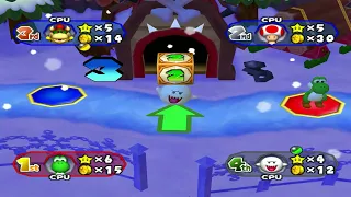 Mario Party 6 (Gamecube) Board Gameplay on Snowflake Lake - Yoshi vs Toad vs Koopa Kid vs Boo